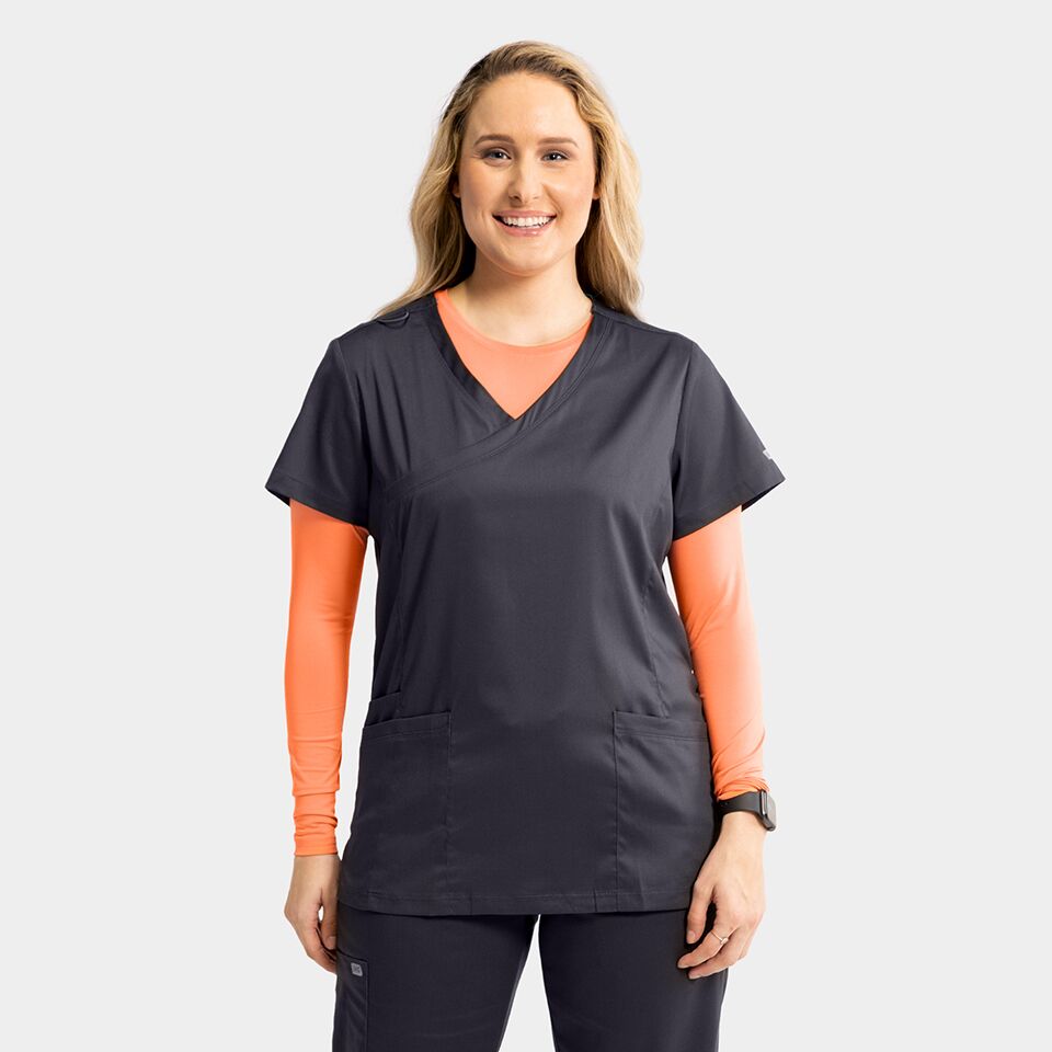 Edge-by-IRG_2803-WomensMockWrapKnitSideTop-Pewter-PEW-01-IRG-Scrubs.jpeg Edge by IRG 2803 WomensMockWrapKnitSideTop Pewter PEW 01 IRG Scrubs