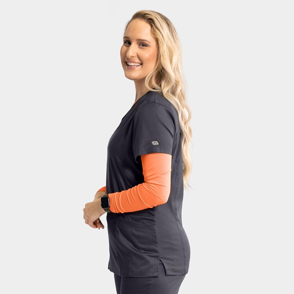 Edge-by-IRG_2803-WomensMockWrapKnitSideTop-Pewter-PEW-05-IRG-Scrubs.jpeg Edge by IRG 2803 WomensMockWrapKnitSideTop Pewter PEW 05 IRG Scrubs