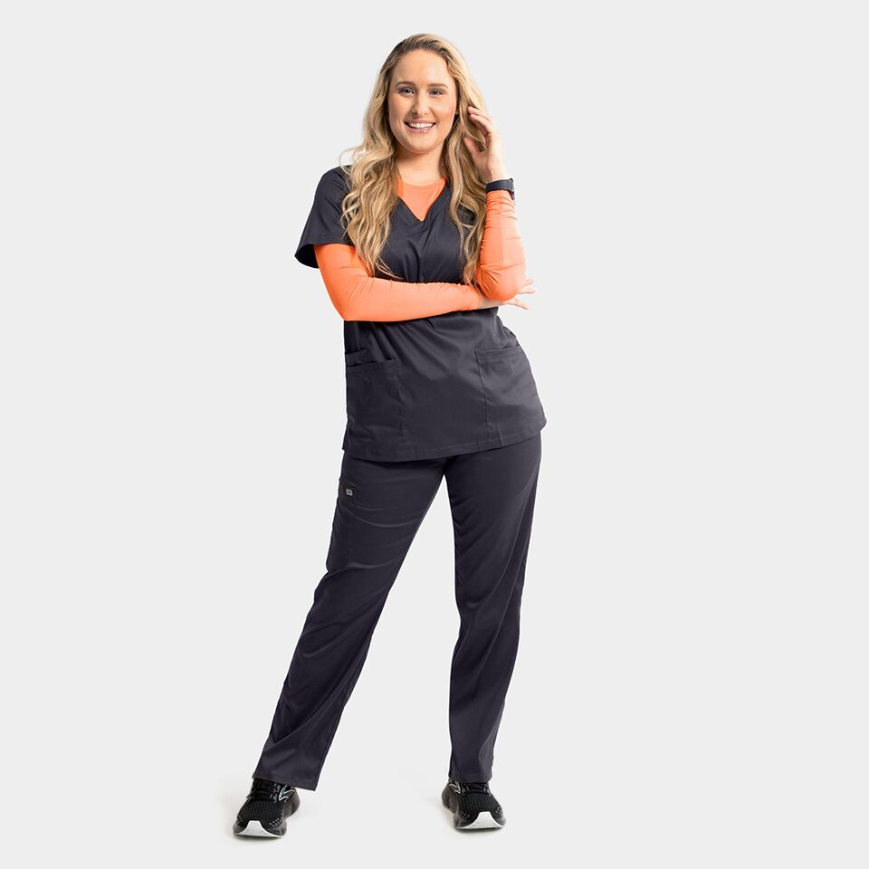 Edge-by-IRG_2803-WomensMockWrapKnitSideTop-Pewter-PEW-06-IRG-Scrubs.jpeg Edge by IRG 2803 WomensMockWrapKnitSideTop Pewter PEW 06 IRG Scrubs