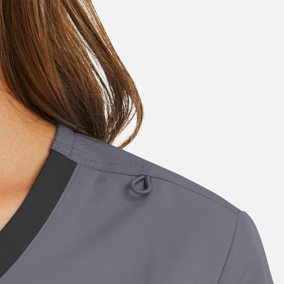 Momentum-by-Maevn_5004-WomensMockWrapTopWithContrastTrim-Pewter-PEW-03-Maevn-Scrubs.jpg Momentum by Maevn 5004 WomensMockWrapTopWithContrastTrim Pewter PEW 03 Maevn Scrubs