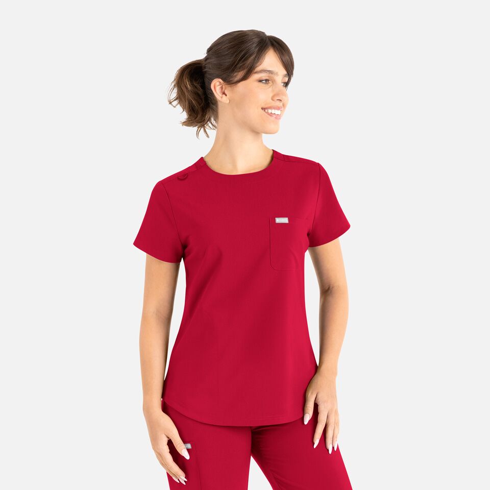 Momentum-by-Maevn_5005-WomensTuckableRoundNeckTop-Red-RED-01-Maevn-Scrubs.jpg Momentum by Maevn 5005 WomensTuckableRoundNeckTop Red RED 01 Maevn Scrubs